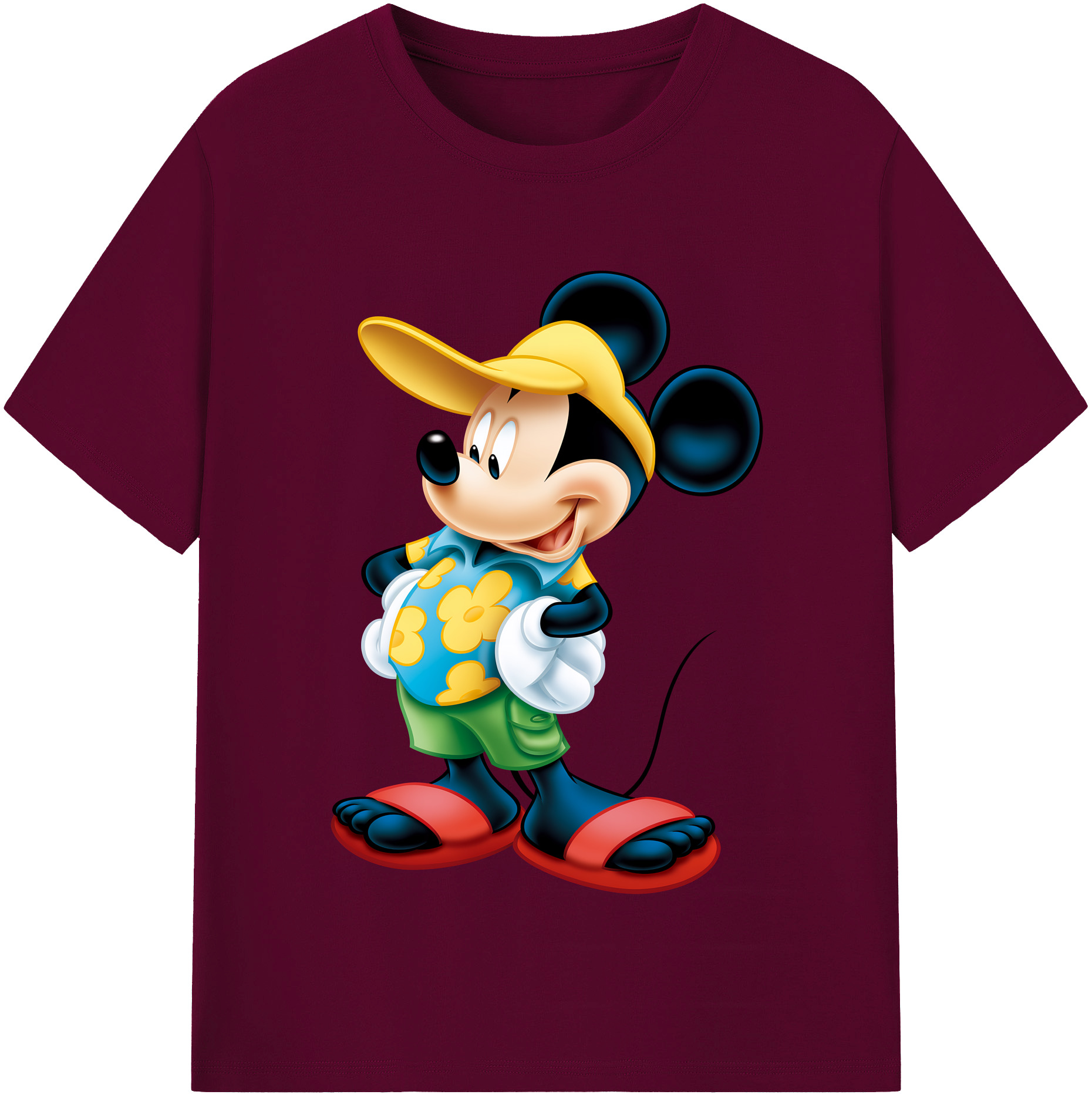 （画像用） ミッキーマウス Mickey Mouse レディースカジュアルプリントTシャツ（綿100％）